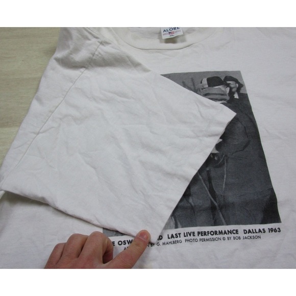 Vintage 90s The Oswald Band Dallas 1963 T-Shirt (2X) Single Stitch USA Aloré - Picture 6 of 12